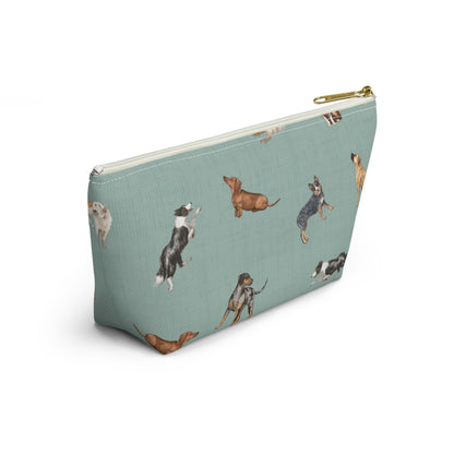 Cow Dogs Pencil Pouch in Turquoise