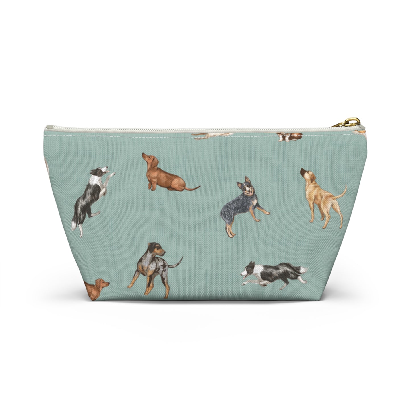 Cow Dogs Pencil Pouch in Turquoise