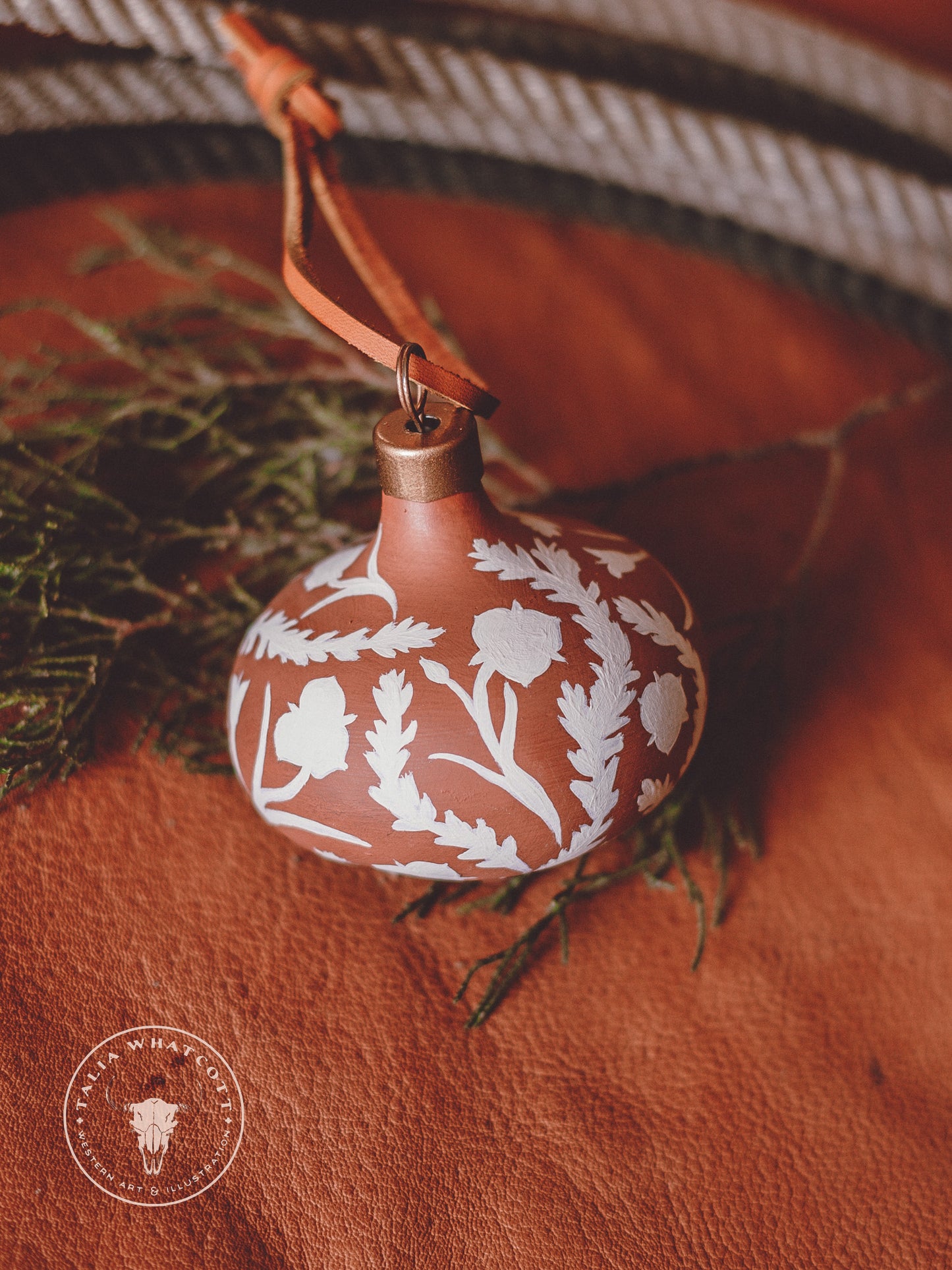 Terra Cotta Sego Lilies Ceramic Ornament