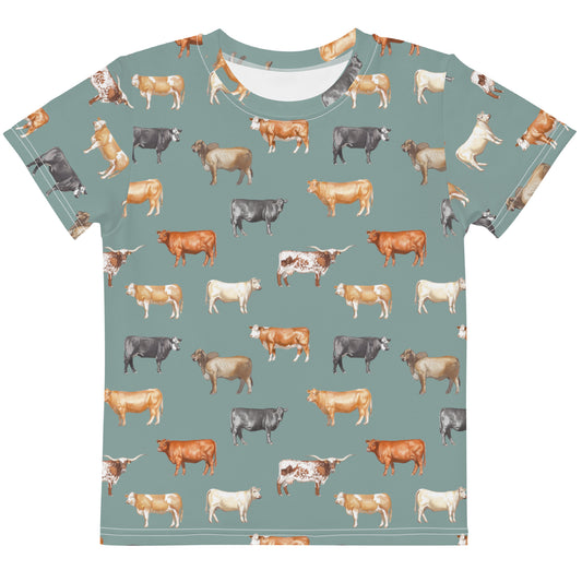 Beef Cows Little Kids Tee in Denim