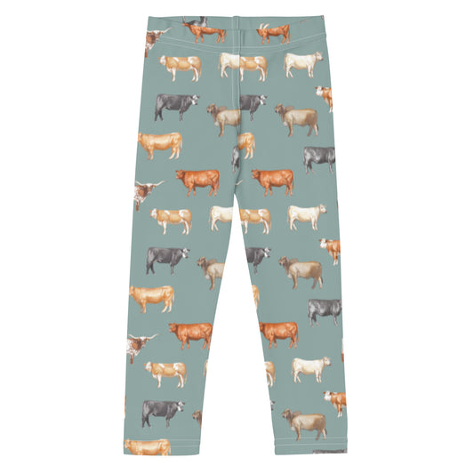 Beef Cows Kid's Leggings in Denim