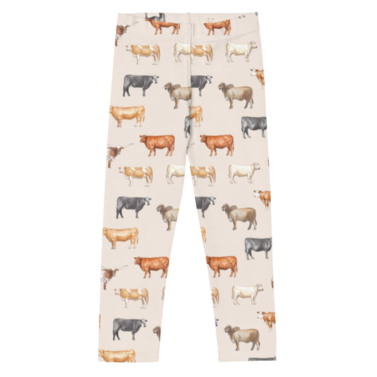 Beef Cows Kid's Leggings in Cream